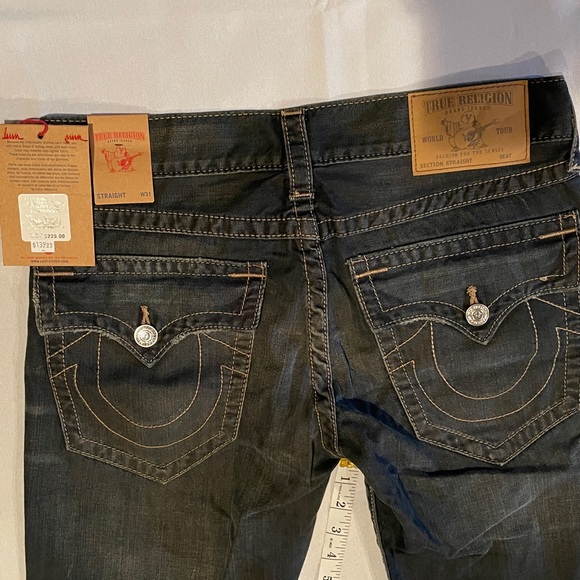 True Religion Men's NWT FEJD DIRTY BARN color Jeans straight flap style #101098 - Picture 2 of 14